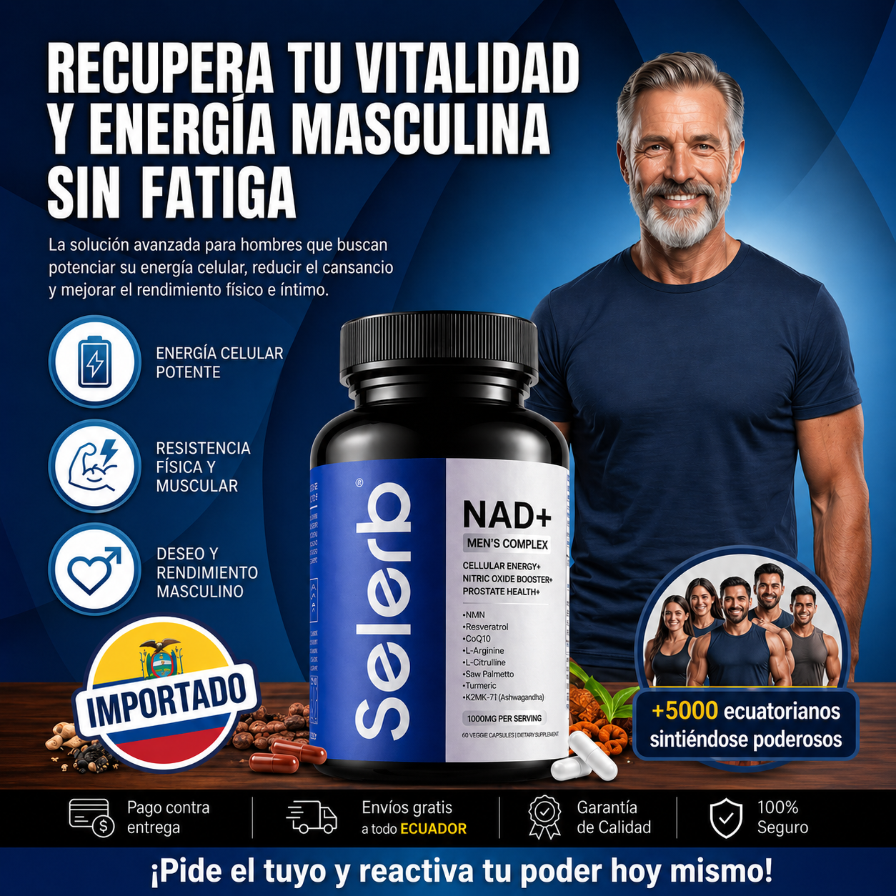 Oferta Especial 2X1: Selerb™: Suplemento de NAD+ para Hombres - 60 Cápsulas